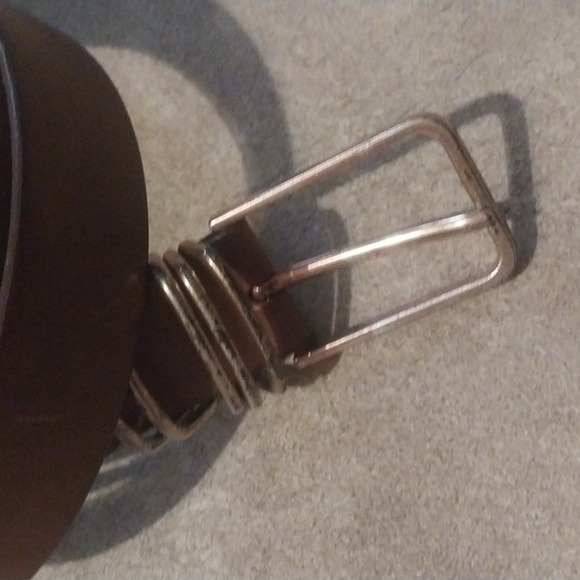 Women Brown Genuine Cowhide Leather Belt Size L Classic Basic Neutral - Picture 7 of 8